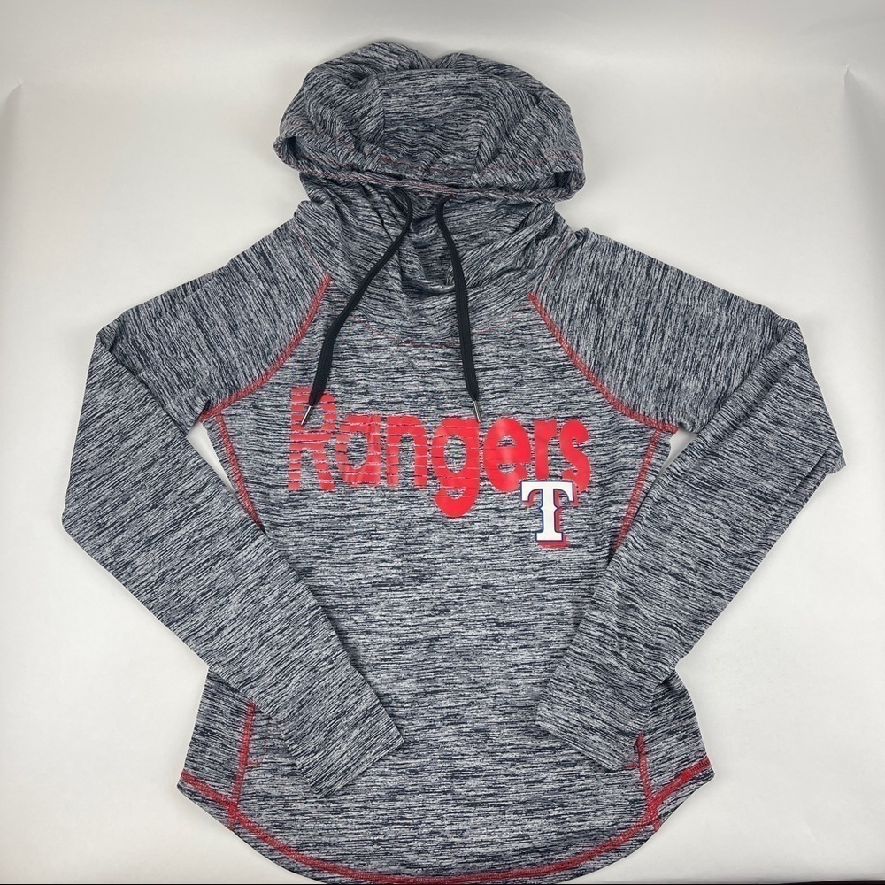 4 Her MLB Hoodie Womens Small Gray Texas Rangers Pocket Drawstring